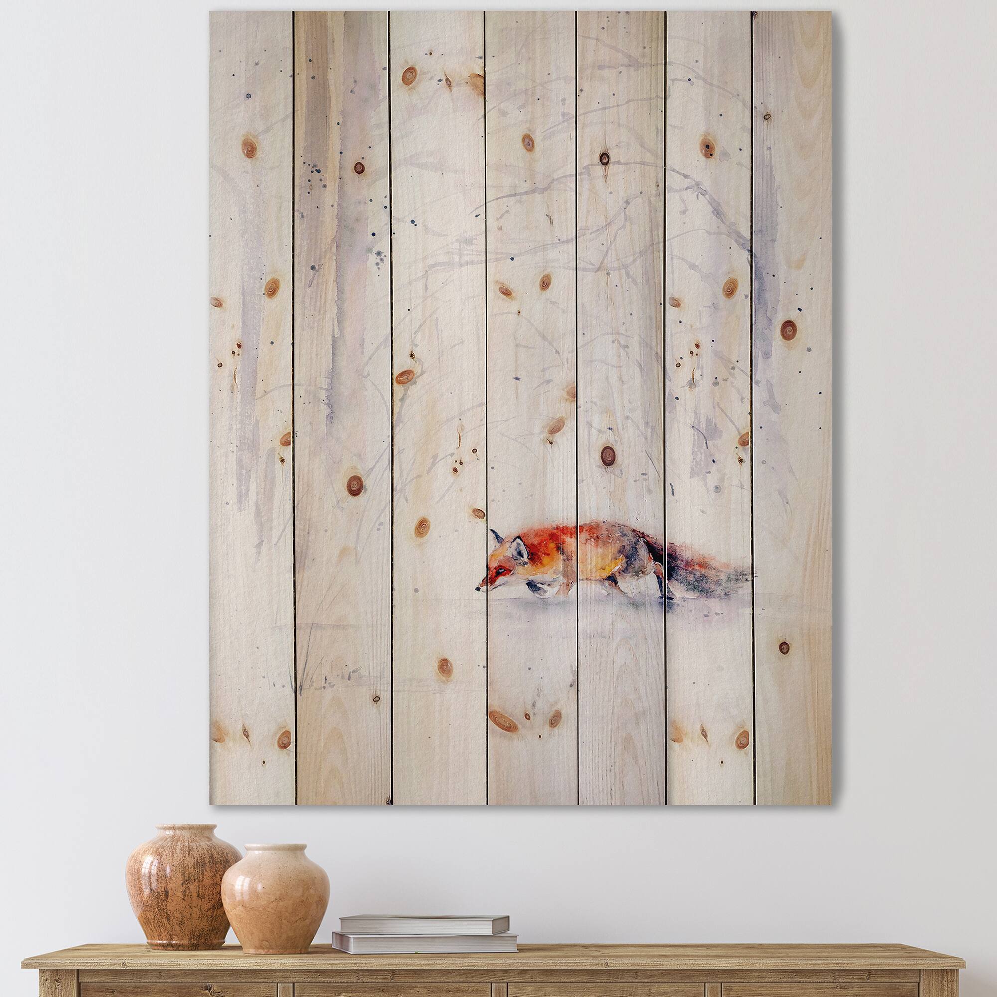 Designart - Red Fox Running In White Snow II